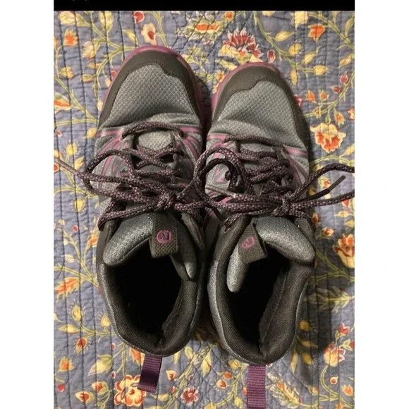 Merrell Womens Hiking Boots Size 8 Mid Womens Gray Purple Lace up Trail Shoes - Picture 9 of 9
